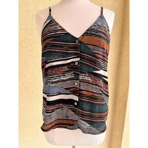Allison Joy Camisole Top Small Southwestern Button Front V- front V-back lined